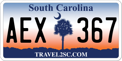 SC license plate AEX367
