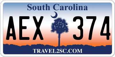 SC license plate AEX374
