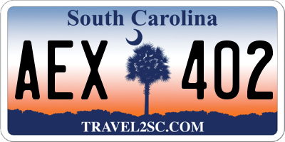 SC license plate AEX402