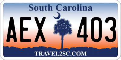 SC license plate AEX403