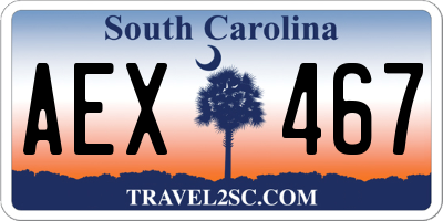 SC license plate AEX467