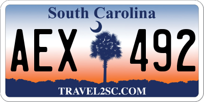 SC license plate AEX492