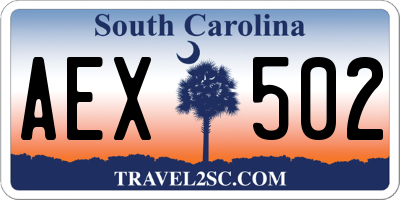 SC license plate AEX502