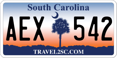 SC license plate AEX542