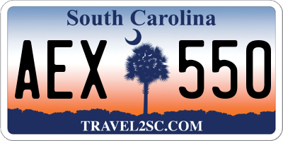 SC license plate AEX550