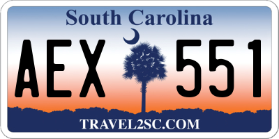 SC license plate AEX551