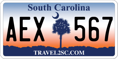 SC license plate AEX567