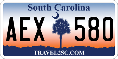SC license plate AEX580