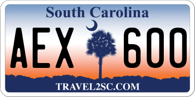 SC license plate AEX600