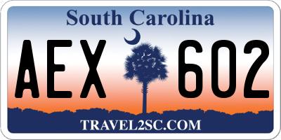 SC license plate AEX602
