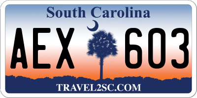 SC license plate AEX603