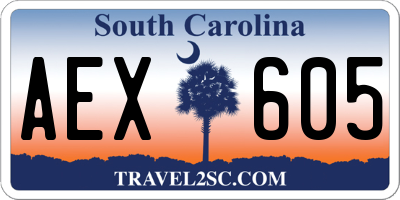 SC license plate AEX605