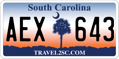 SC license plate AEX643