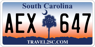 SC license plate AEX647