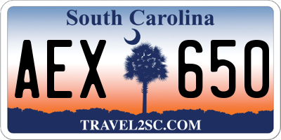 SC license plate AEX650