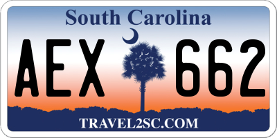 SC license plate AEX662