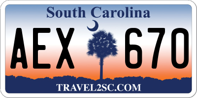 SC license plate AEX670