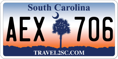 SC license plate AEX706