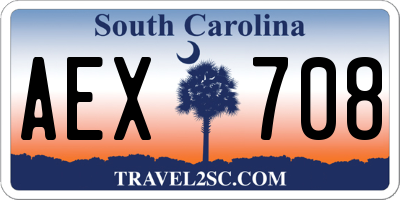 SC license plate AEX708