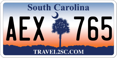 SC license plate AEX765