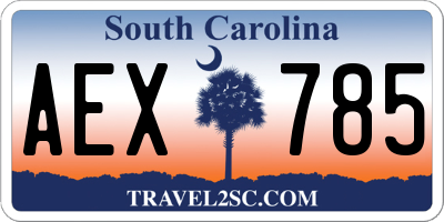 SC license plate AEX785