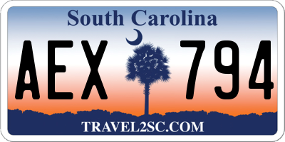 SC license plate AEX794