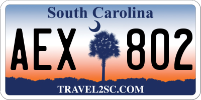 SC license plate AEX802