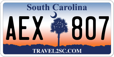 SC license plate AEX807