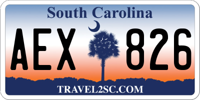 SC license plate AEX826