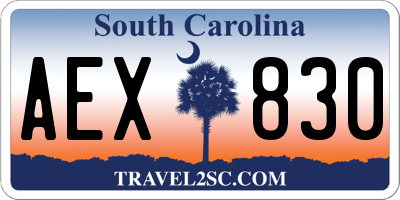 SC license plate AEX830