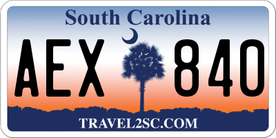 SC license plate AEX840