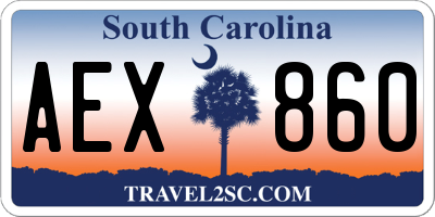 SC license plate AEX860