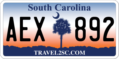 SC license plate AEX892