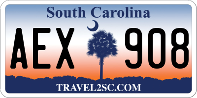 SC license plate AEX908