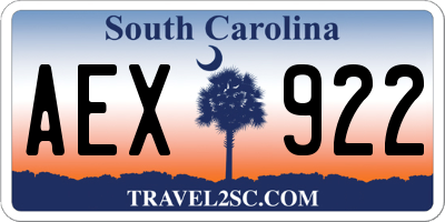 SC license plate AEX922