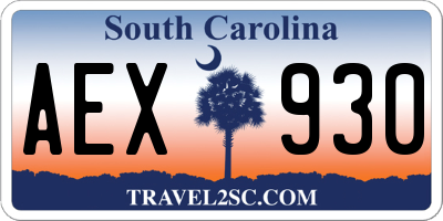 SC license plate AEX930