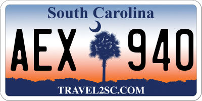 SC license plate AEX940