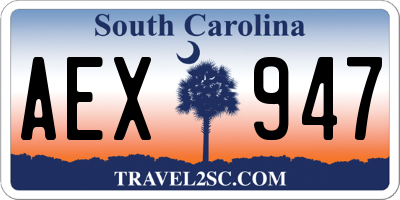 SC license plate AEX947