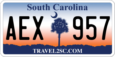 SC license plate AEX957