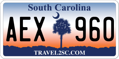 SC license plate AEX960