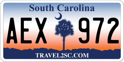 SC license plate AEX972