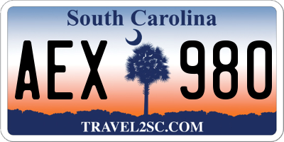 SC license plate AEX980