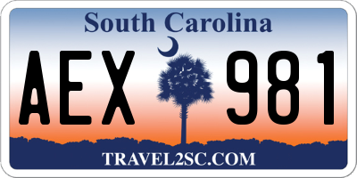SC license plate AEX981