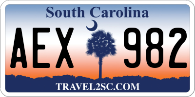 SC license plate AEX982