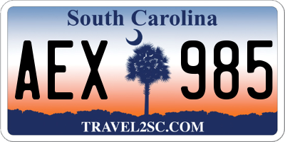SC license plate AEX985