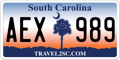 SC license plate AEX989