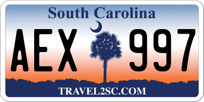 SC license plate AEX997
