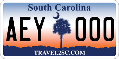 SC license plate AEY000