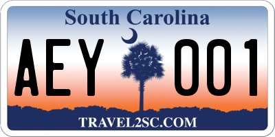 SC license plate AEY001
