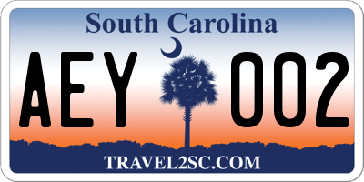 SC license plate AEY002